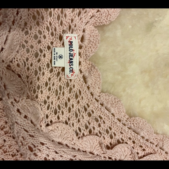 Ralph Lauren Polo Jeans Co. Crocheted Sweater 100% Cotton. Ribbon Tie at Waist. - Picture 6 of 8